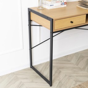 Písací stôl so zásuvkami Rex 123 cm dub Craft zlatý/čierny