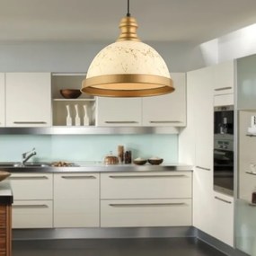 Luster na lanku MONZA 1xE27/40W/230V pr. 29 cm krémová/bronzová