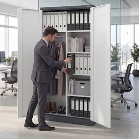 Uzamykateľná hospodárska skriňa antracitovo-biela DAWID 900 x 1850 x 450 mm