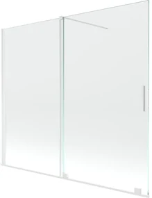 Mexen Velar, 2-krídlová posuvná vaňová zástena 180 x 150 cm, 8mm číre sklo, biely profil, 896-180-000-01-20