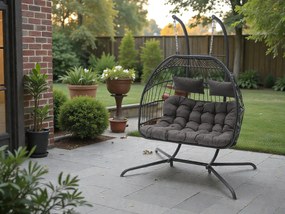 Závesné hojdacie dvojkreslo CUBA čierne - sivé vankúše