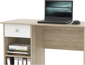Sconto Písací stôl KURT dub sonoma/biela