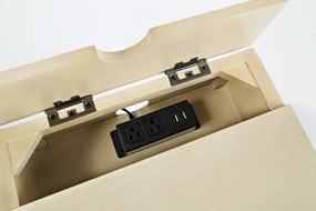 Nočný stolík Avola 41 cm z masívu s USB portami krémový