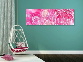 Obraz Mandala ružový akvarel - 135x45