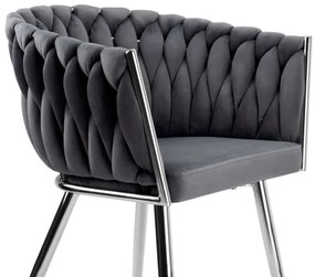 Jedálenská stolička COFTON zamatová, strieborná / grafitová