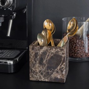 Tmavohnedý mramorový kúpeľňový organizér na vatové tampony Marble – Mette Ditmer Denmark