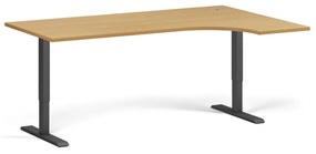 Výškovo nastaviteľný stôl, 2 motory, 745 - 1215 mm, rohový L/P, doska 1800 x 1200 mm, čierna podnož, buk