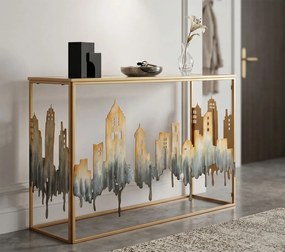 Konzolový stolík City 110 cm zlatý/viacfarebný