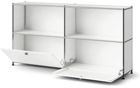 Kovový regál »CN3 Slim Line« s 2 nastaviteľnými výklopnými priečinkami, biely