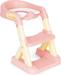 ECOTOYS detské WC sedátko s nastaviteľnými schodíkmi a mäkkým sedadlom, ružové