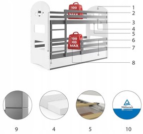 Interbeds Poschodová posteľ DOMINIK 193cmx86cm - drevo sivá