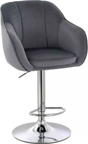 LuxuryForm DESIGN Barová stolička AVOLA VELUR na striebornom tanieri - tmavo šedá