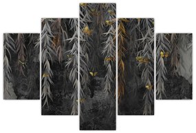 Obraz - Vŕbové vetvičky v čiernom pozadí (150x105 cm)