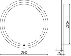 Mexen Rose podsvietené kúpeľňové zrkadlo, okrúhle 60 cm, LED 6000K, protizahmlievanie - 9810-060-060-611-00