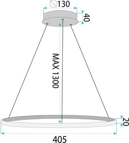 Toolight Toolight, LED závesné svietidlo 40cm, 24W, 3000K, LHJ004-CP, zlatá matná, OSW-50002