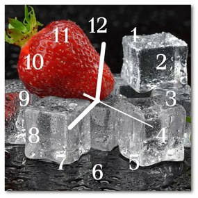 Nástenné sklenené hodiny Jahodová zmrzlina 30x30 cm