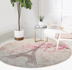 Svetloružový prateľný okrúhly koberec vhodný pre robotické vysávače ø 120 cm Comfort – Mila Home