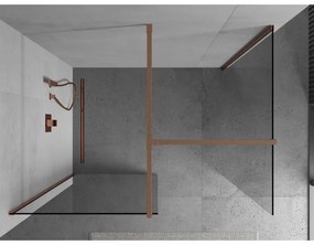 Mexen Kioto, 2-stenová sprchová zástena Walk-In 120 x 95 cm, 8mm číre sklo, medený matný profil, 800-120-202-65-00-095