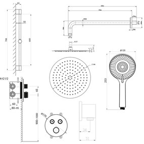 Sapho Sapho, SMART SELECT sprchový set s termostatickou batériou, 2 výstupy, posuvný držiak sprchy, chróm, RP032-02