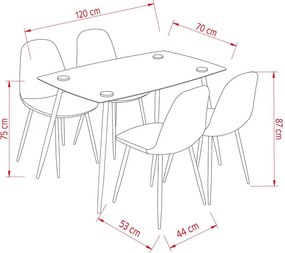 Jedálenský set 4x stolička + stôl Catini LINEA