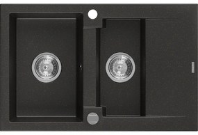 Mexen Gaspar - drez granitový 73,7x47,5cm, 1,5-komorový, čierna-zlatá, 6507731505-75