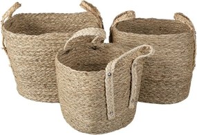 3 ks pletených košov Marcia s uchy- Ø27*21/30 / Ø23*19/27 / Ø20*17*25 cm