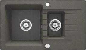Deante Zorba, granitový drez 760x440x164 mm Z/O, 3,5" + priestorovo úsporný sifón, 1,5-komorový, antracitová metalíza, DEA-ZQZ_T513