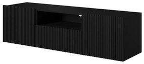 Závesná TV skrinka Nicole 150 cm s výklenkom - čierny / čierny mat