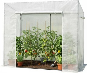 Garden Line Biely skleník na paradajky 200 x 77 x 168/146 cm