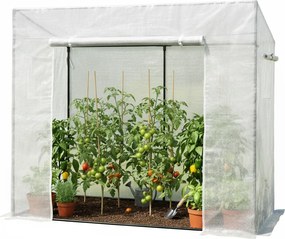 Garden Line Biely skleník na paradajky 200 x 77 x 168/146 cm