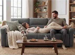 Rozkladacia pohovka na trvalé spanie Ischia, stredne šedá látka%