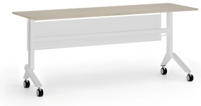 Mobilný stôl PRIMO MOVE, 180x60 cm, biela podnož, dub prírodný