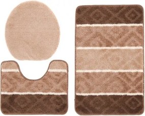 Sada kúpeľňových koberčekov MULTI C5132 CAMEL hnedý ROMBY