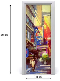 Fototapeta samolepiace na dvere farebné mesto 75x205 cm