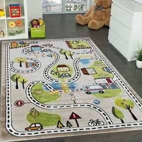 Detský koberec Smart Kids 22919 béžový – motív autoškoly, obdĺžnik Rozmer: 140x190 cm