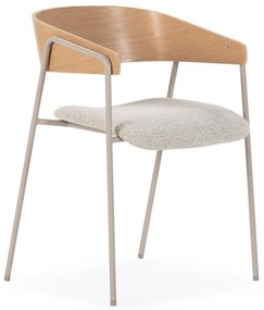 Svetlosivé/v prírodnej farbe čalúnené jedálenské kreslá v súprave s podrúčkami 2 ks Cora – MOME