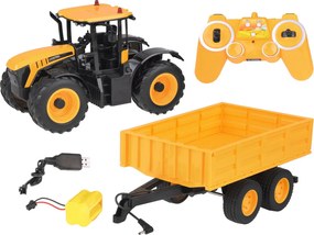 JOKOMISIADA Traktor JCB s prívesom, diaľkovo ovládaný, s výklopnou korbou Double E 1:16 RC0670