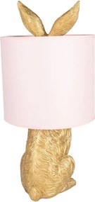 Zlatá stolná lampa králik s ružovým tienidlom Rabbi – Ø20*43 cm E27/max 1*60W