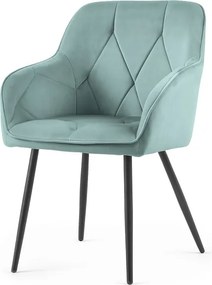 Sada šiestich jedálenských stoličiek DIAMANTE zamatové, tyrkysové / čierne nohy (6 ks)