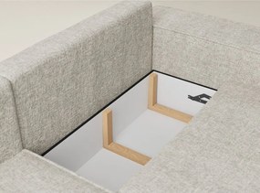 Béžová ženilková rozkladacia/s úložným priestorom rohová pohovka (ľavý roh/do L) Tonga – Maison de Rêve