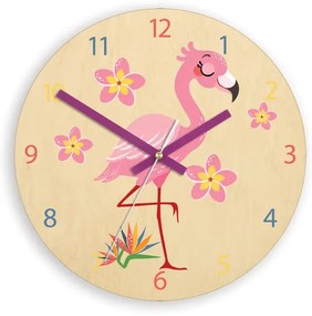 Detské nástenné hodiny Ami Plameňák 30 cm viacfarebné