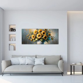 Obraz – Váza so slnečnicami (120x50 cm)