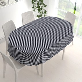 Biante Bavlnený oválny obrus Olivia OL-015 Čierno-biela kocka malá 140x180 cm