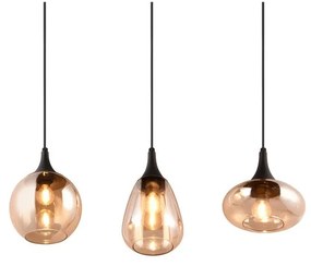 Čierno-oranžové závesné svietidlo so skleneným tienidlom Lumina – Trio