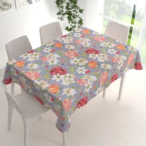 Biante Dekoračný obdĺžnikový obrus Leona LN-117 Hortenzie a ľalie na sivom 130x220 cm
