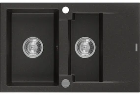 Mexen Gaspar - drez granitový 73,7x47,5cm, 1,5-komorový, čierna-zlatá, 6507731505-75