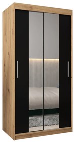 Šatníková skriňa 100 cm Toki 1 (Dub artisan + Čierna matná). Akcia -72%. Vlastná spoľahlivá doprava až k Vám domov. 1064882
