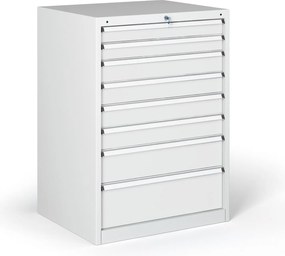 Dielenská zásuvková skriňa na náradie G345, 7 zásuviek, 881 x 653 x 1000 mm, sivá