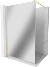 Mexen Kioto, sprchová zástena Walk-In 70 x 200 cm, 8mm sklo vzor zrkadlo, zlatý matný profil, 800-070-101-55-50