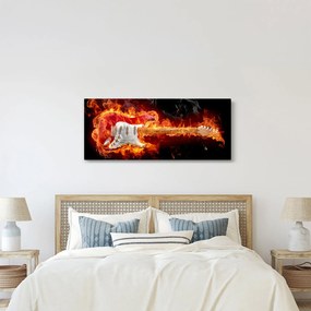 Obraz - Gitara v plameňoch (120x50 cm)